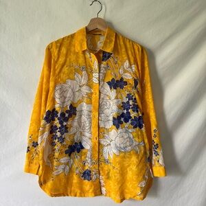 Vintage Bultina Floral Yellow Button-Up Shirt